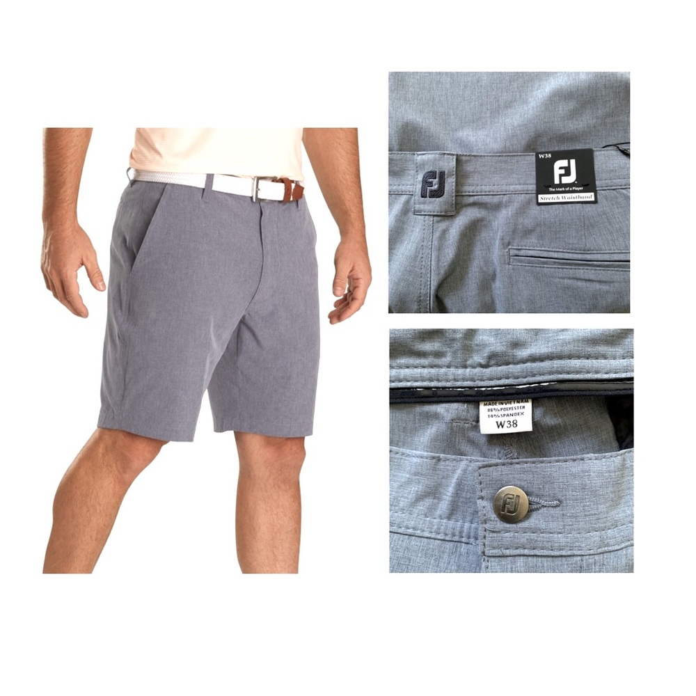 🆕 FootJoy performance lightweight golf shorts, heather blue/gray. Waist 38
